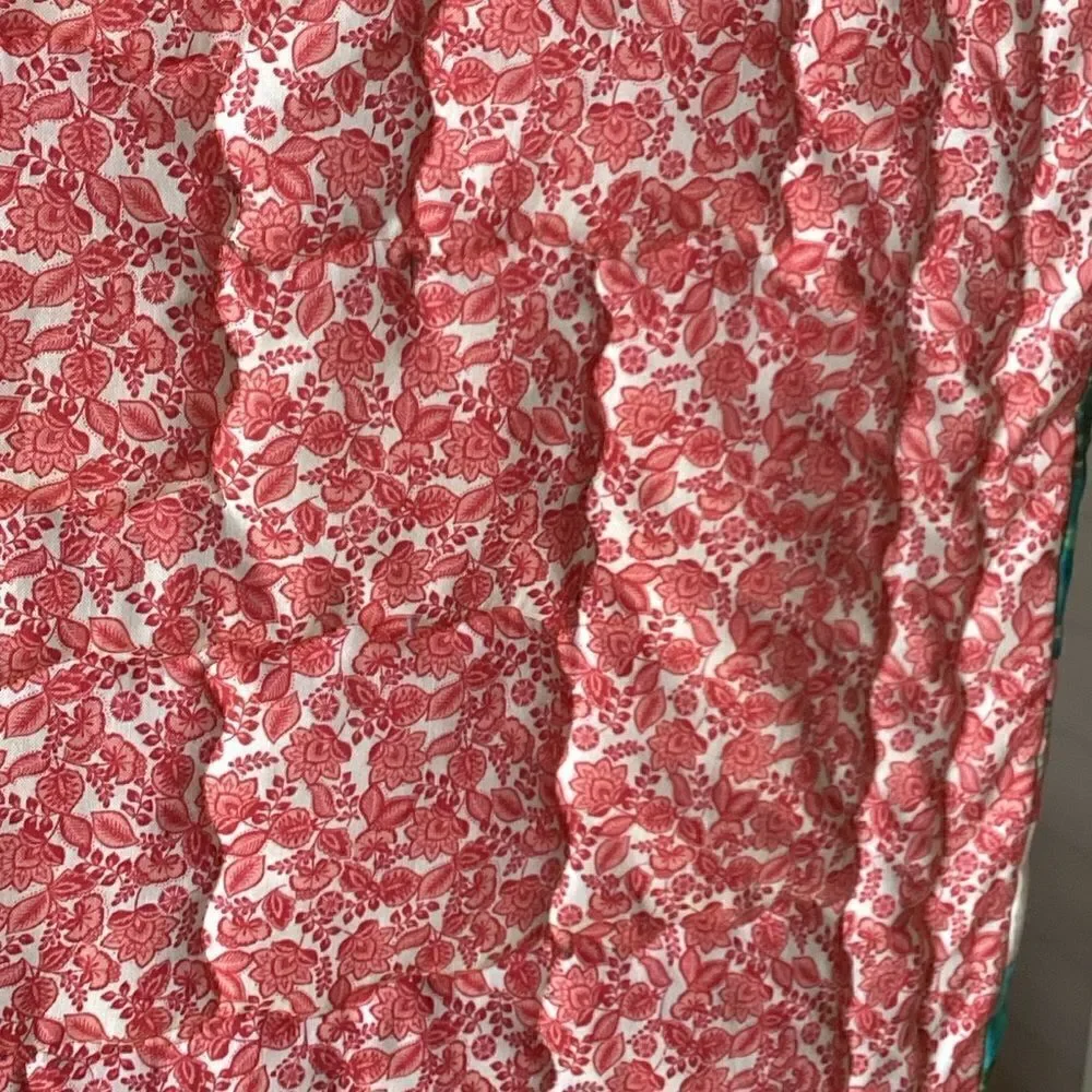 NWT. Turquoises, Corals and Greens Handcrafted Lap Quilt